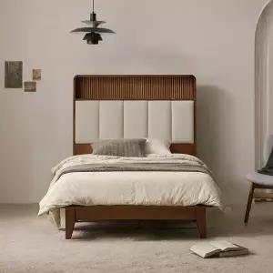라자가구 나투아 LED 고무나무 원목 호텔침대 슈퍼싱글 SS met026