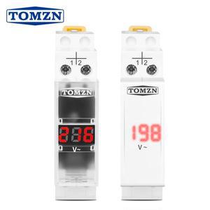 TOMZN DIN 레일 단상 전압계 AC 40-500V 미니 모듈형 게이지 표시기 LED 디지털 디스플레이 110V