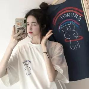 프린팅 여성 데일리 오버핏 라운드 티셔츠 LK-T14