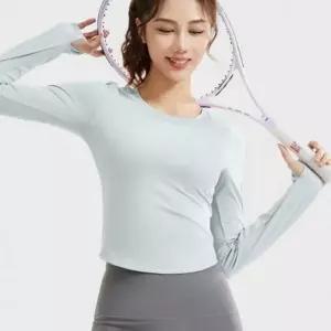요가복 긴팔 티셔츠 여성 스포츠 운동복 라운드넥 러닝복