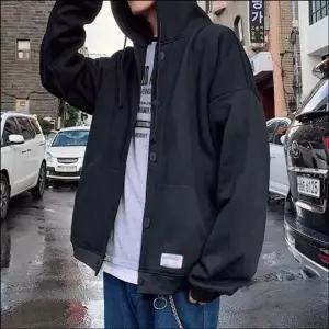후드 점퍼 남자 기모 아우터 데일리 무지 단추 자켓