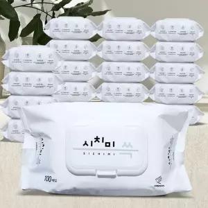 대용량 물티슈 100매 20팩 휴대용 캡형티슈 화장실