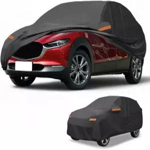 왼쪽 지퍼가 달린 마쓰다 CX-30 블랙을 위한 파르투토 자동차 커버 방수 전천후 태양우 보호 풀 외부