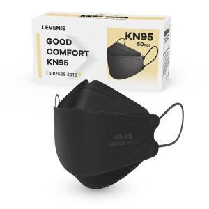 레베니스 KN95 페이스 마스크 50팩, 통기성 편안하고 일회용 마스크, 블랙