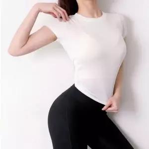 여성운동복 반팔 티셔츠 2컬러 백리스 꼬임 여자 티셔츠