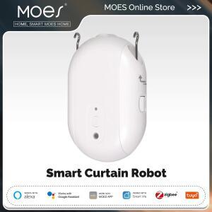 MOES 투야 지그비 스마트 전기 커튼 로봇, 타이밍 자동 오프너 클로저 라이트 센서, 앱 리모컨 지지대 알렉