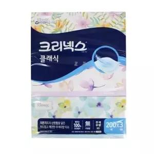 클래식 미용 곽티슈 200매 3개입 약215 x 215mm