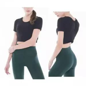 요가복 티셔츠 반팔 크롭 레이온 커버업 블랙 운동 1P