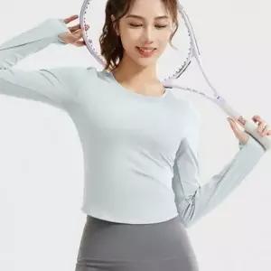 요가복 긴팔 티셔츠 여성 스포츠 운동복 라운드넥 러닝복
