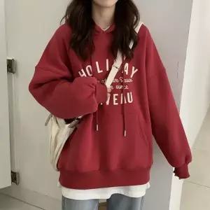 후드티 여성 상의 레터링 웜핏 긴팔 티셔츠