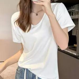 실루엣 U넥 루즈 반팔 티 SWC-1006542