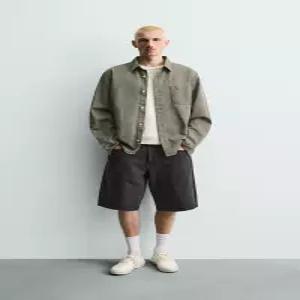 ZARA 배기 핏 데님 버뮤다 팬츠 - 먹색 8062/417/822
