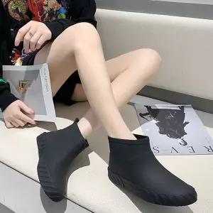 [오르토]여성 비올 때 데일리 블랙 아이보리 컬러 기모 장화