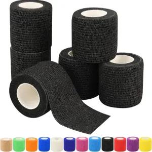 6pcs 2in 자가 접착 붕대 랩 수의사 선택할 수 있는 12가지 색상 스포츠 손목 발목 및 용 5야드