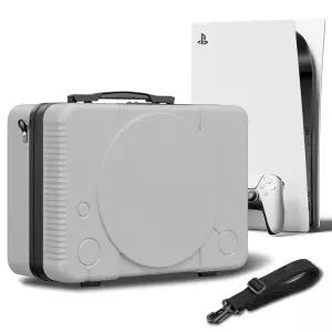 PS5 휴대용 케이스 PlayStation 5 콘솔/컨트롤러/헤드셋/게임과 호환 - 하드 쉘과 맞춤형 폼이 있는 보호