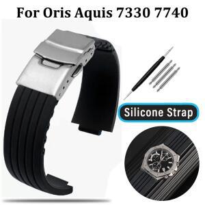 Oris Aquis 7330 7740 스트라이프 고무 실리콘 시계 밴드 스포츠 방수 팔찌 22x11mm 볼록 스트랩