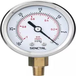 SENCTRL 30인치 진공 압력 게이지 2인치 다이얼 1/8 NPT 하부 마운트 방수 스테인리스 스틸 케이스 튜브