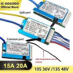 15A 20A 10S 36V 13S 48V 리튬 이온 배터리 보호 보드 일반 포트 팩 BMS TC 온도 센서 방열판