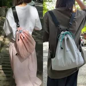 라이트나일론백팩 레터링 캐주얼 가방 데일리 스트링 가방