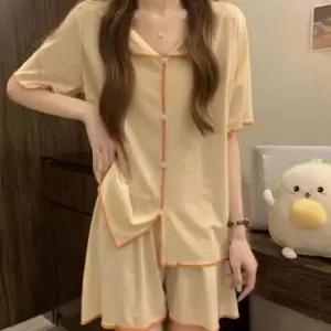 찰랑 여름 반팔 잠옷 여성 소재 파자마 아이스