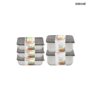 키친아트 피앙세 스텐레스 냉동실정리용기 5종B(1호X3개)+(2호X2개) 보관용기