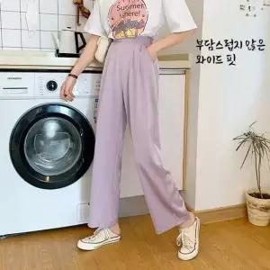 와이드 슬랙스 일자바지 밴딩 팬츠 여성 직장인 데일리룩