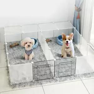 펫 반투명 울타리 세트 강아지 고양이 이우 현관 가드
