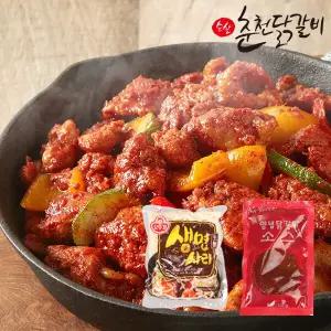 [봄내푸드]국내산 닭으로 만든 순살 춘천닭갈비 1kgx2팩 ＋소스 1봉＋우동사리