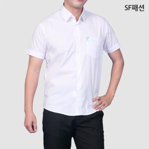 남성 기본 흰색 슬림핏 반팔 셔츠 여름 남방 와이셔츠 데일리 유니폼