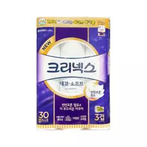 크리넥스 데코 앤 소프트 3겹 40M 30롤 x 1개