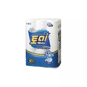토미 천연펄프 두루마리 롤화장지 3겹 30m 30롤 X 3팩