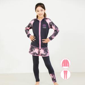 베이직엘르 여아동 후드 집업 래쉬가드 비치반바지 워터레깅스 세트 BEG-W603G