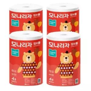 모나리자  점보롤 2겹 300m 4롤x4팩 (16롤) 대용량 화장지