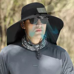 일체형 UV 차단 선풍기 모자 등산 러닝 농사 작업 모자