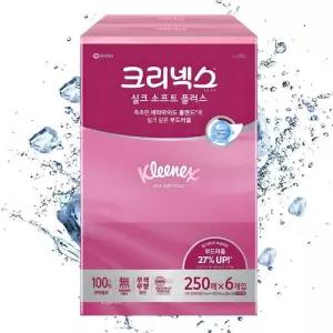 [크리넥스] 유한킴벌리 크리넥스 실크소프트 미용티슈 250매 6입 X 1 TB