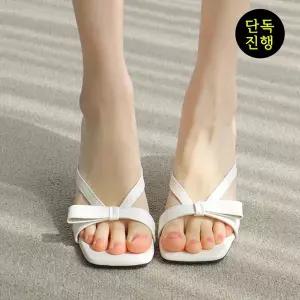 [바닐라슈] 코코나 리본 코팅굽 뮬 샌들 슬리퍼(6cm)