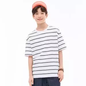 [오션스카이] [2color]남아 포인트 컬러 스트라이프 반팔 티셔츠