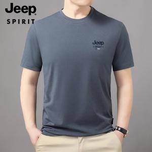 JEEP SPIRIT 여름 남성용 라운드넥 반팔 티셔츠 자수 공예