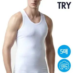 [트라이]사계절 남성 순면 민소매 나시런닝 5매