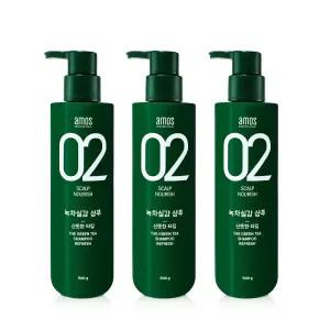 아모스 녹차실감 샴푸액 지성타입 500ml 3개_B