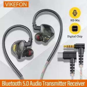 골전도 이어폰 VIKEFON 유선 3.5mm C 디지털 칩 헤드폰 iPhone 15 Android 삼성 용 마이크가있는 와이어 제