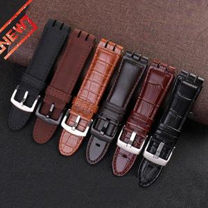 스와치 아이러니 YOS440 449 448 401G 용 23MM 정품 송아지 가죽 시계 밴드 스틸 걸쇠, 스트랩 팔찌 손목