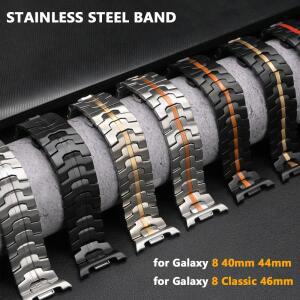 삼성 갤럭시 워치 8 클래식 46mm용 비즈니스 메탈 팔찌, 44mm 스테인리스 스틸 스트랩 액세서리