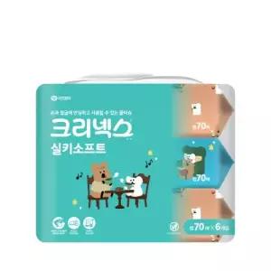 (정품) 다이노탱에디션 크리넥스 실키소프트 물티슈 70매, 6개입