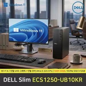 DELL Slim ECS1250-UB10KR 컴퓨터 / 윈도우11 Pro 설치 / RAM 32GB / NVMe SSD 512GB