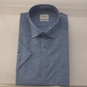 [예작]예작 21S/S 네이비 도트 변형 패턴 반팔셔츠 슬림핏 YJ1MBS056NY_SC