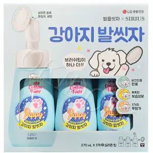 시리우스 강아지 풋샴푸 발씻자 본품 리필 실리콘팁 270ml 3개 코스트코 애견 발세정제