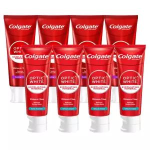 콜게이트 옵틱화이트 100g. 엑스폴리에이팅 미네랄 치약 x4개, 다즐링 화이트 치약 x4개, 총 8개