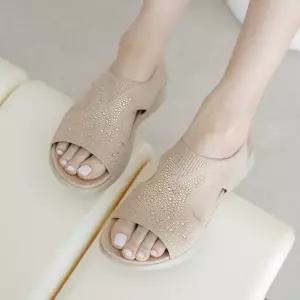(폭신경량창) 샤인온미 스판니트 큐빅 쿠션샌들(4cm)