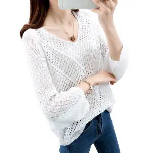 여성 여름 메쉬니트 그물니트 루즈핏 커버업 체형커버 시스루 여름상의
